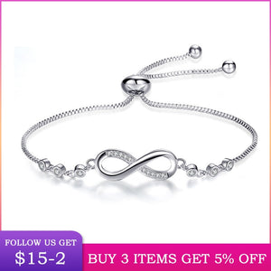 925 Sterling Silver Infinity  Bracelet For Women Hot Fashion