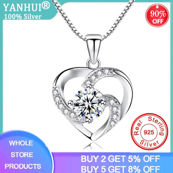 925 Silver Chain Choker Necklace  Love Heart Women