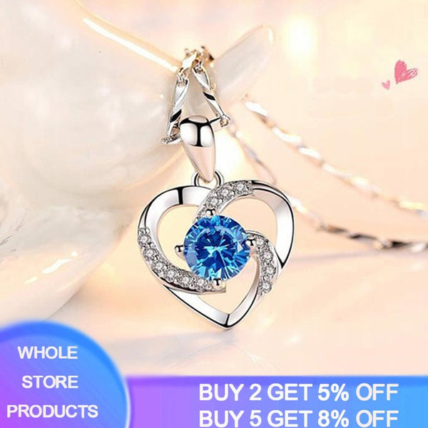 925 Silver Chain Choker Necklace  Love Heart Women